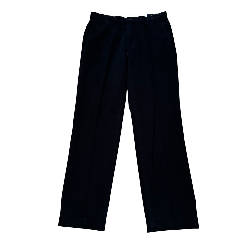 Polo Ralph Lauren Mens Navy Blue Flat Front Straight Leg Chino Trousers 32x32